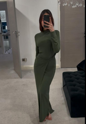 The twist detail long sleeve occasion maxi dress
