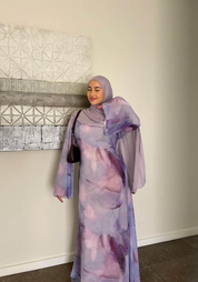 Tie back chiffon maxi dress in lilac sunset