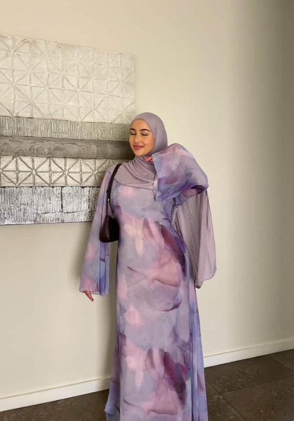 Tie back chiffon maxi dress in lilac sunset