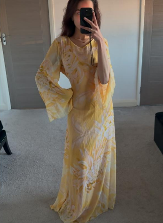 Tie back chiffon maxi dress in yellow bloom floral
