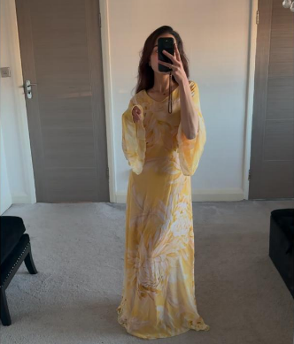 Tie back chiffon maxi dress in yellow bloom floral