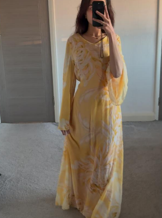 Tie back chiffon maxi dress in yellow bloom floral